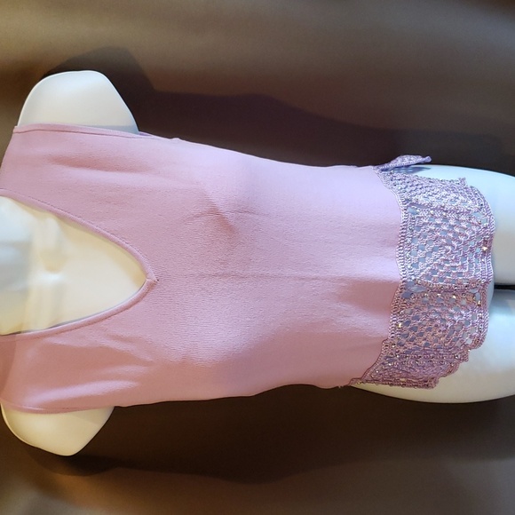 Joseph A Lavender Top with Crochet and Beaded Trim Size SP - Picture 9 of 11